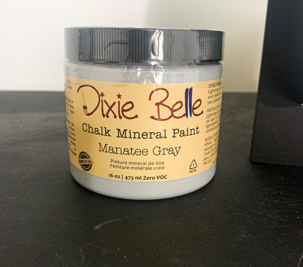 Jar of Dixie Belle Chalk Mineral Paint in Manatee Gray 