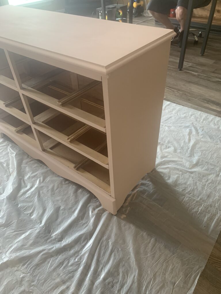 dresser painted in two coats of paint