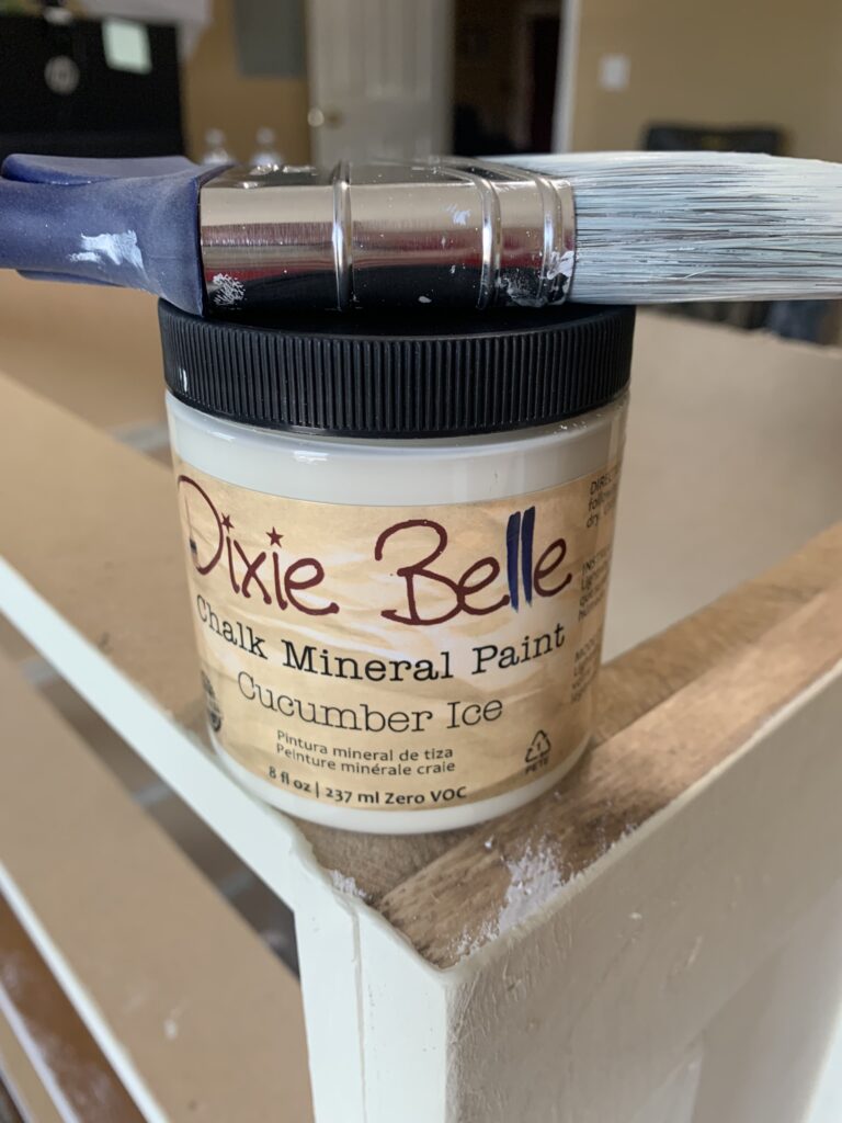 Dixie Belle paint in Cucumber Ice for chest of drawers 
