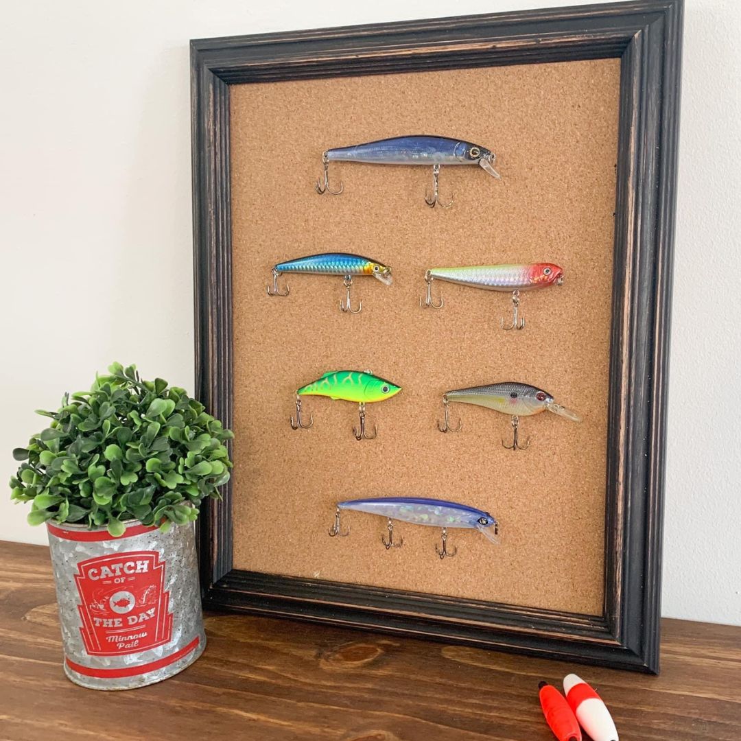 Repurposed Picture Frame Lure Wall Decor